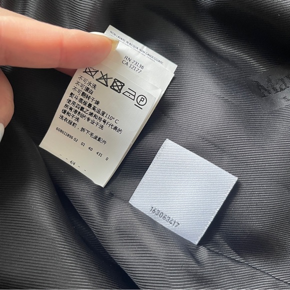 Authentic Maxmara Studio black Wool mango coat with fox border women size 36 - Picture 7 of 7